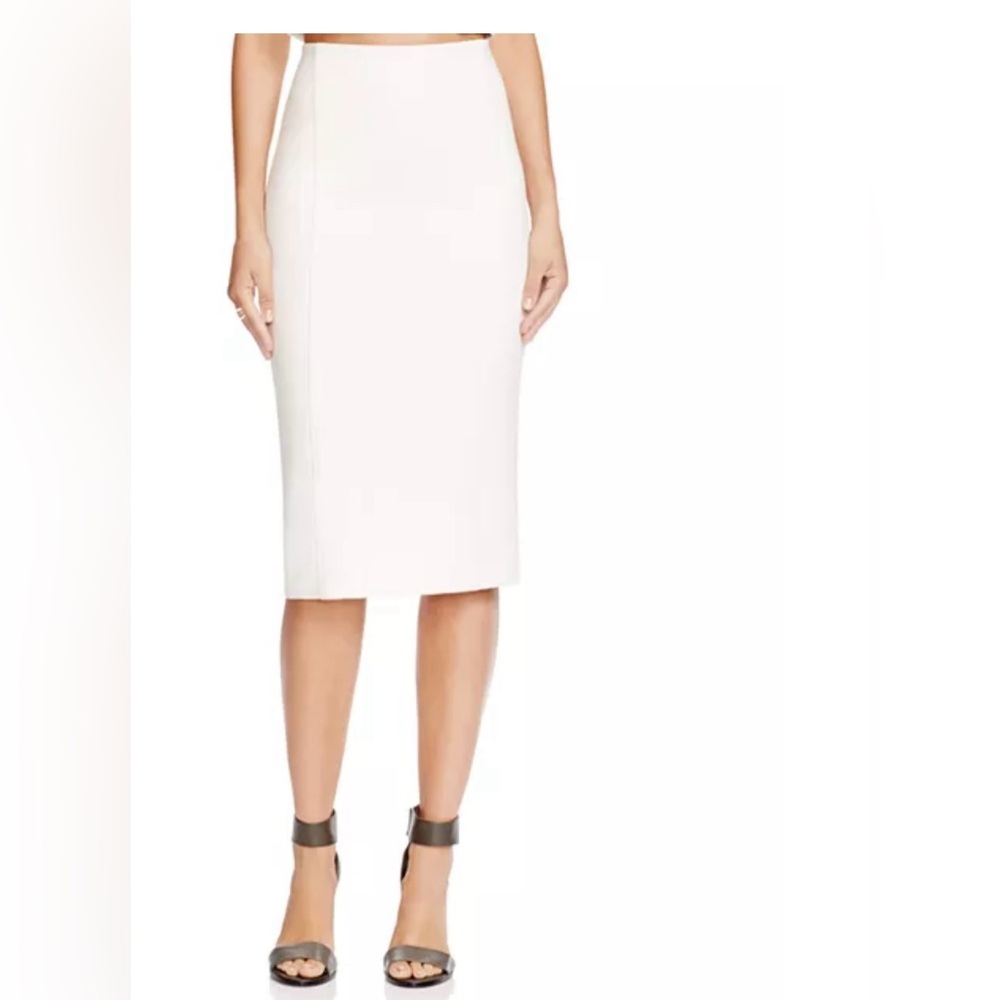 Alice + Olivia Employed White Pencil Career Womens Stretchy Knit Midi Skirt Sz 6